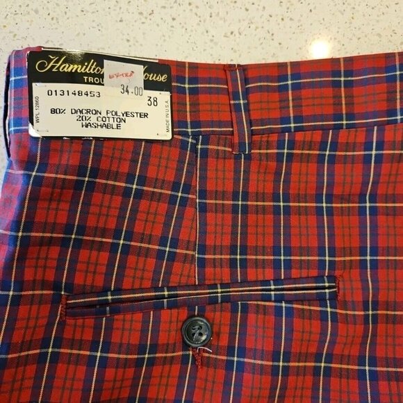 Vintage Wallace Plaid Shorts Mens 38 Red Tartan Surf Skate Hamilton House Trousr - Picture 4 of 10